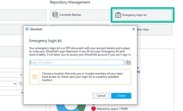 Emergency Login Kit button in the Admin window.