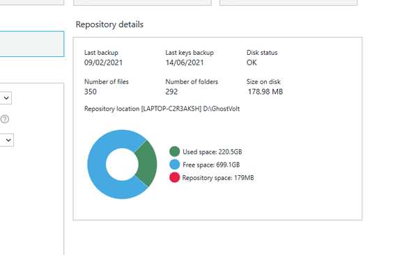 The Repository Details pane in the Admin window.