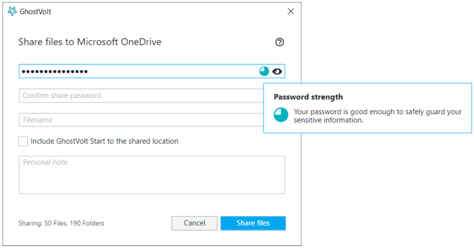 Create a Share Password and choose Share Files.