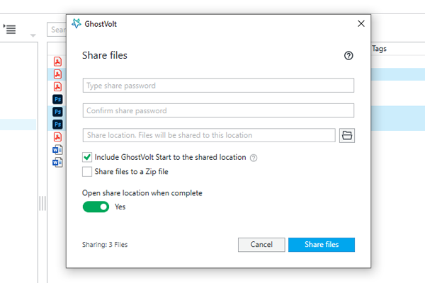 Create a Share Password.